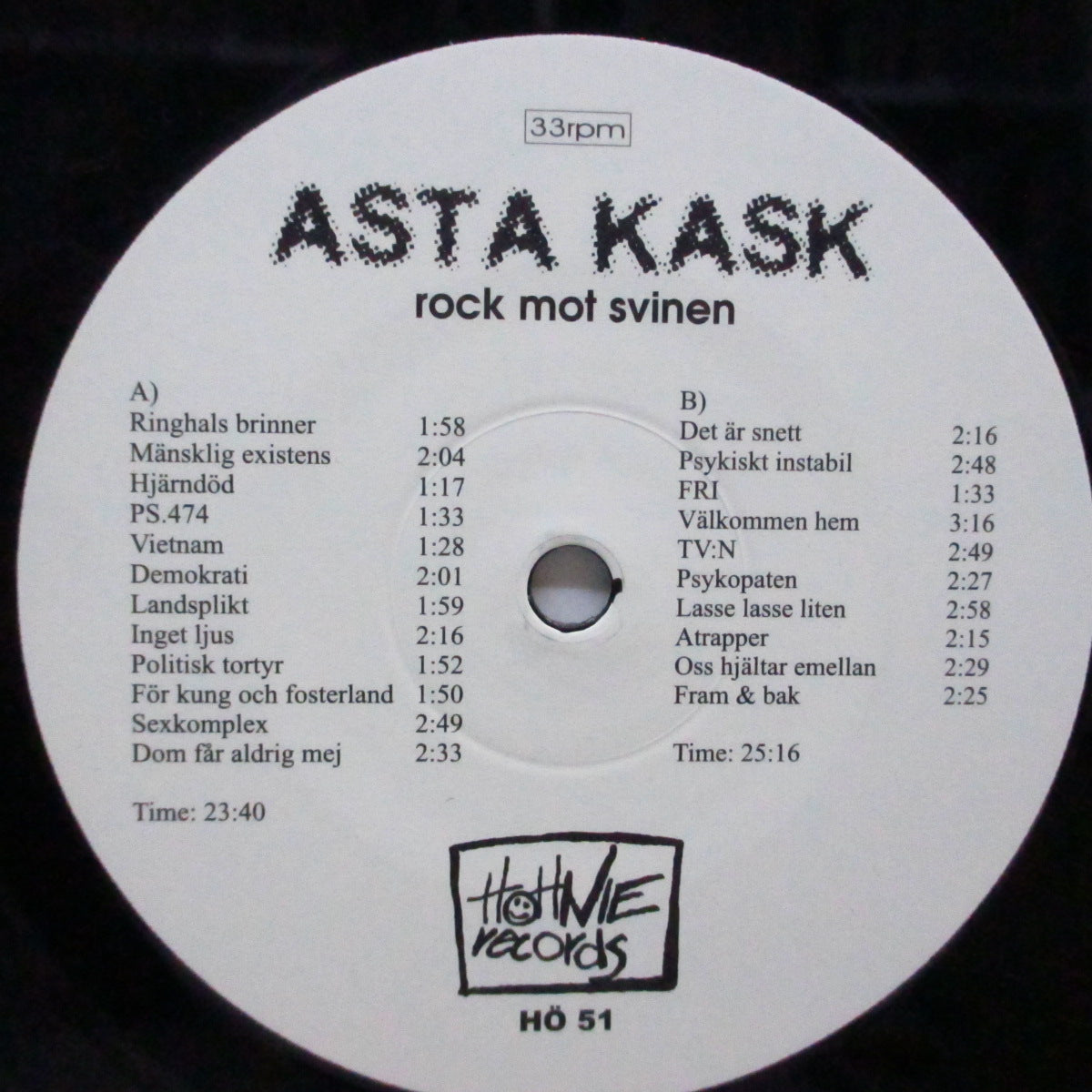 ASTA KASK (アスタ・カスク) - Rock Mot Svinen (German オリジナル「ブラックヴァイナル」LP+インサート)22曲入りベスト!