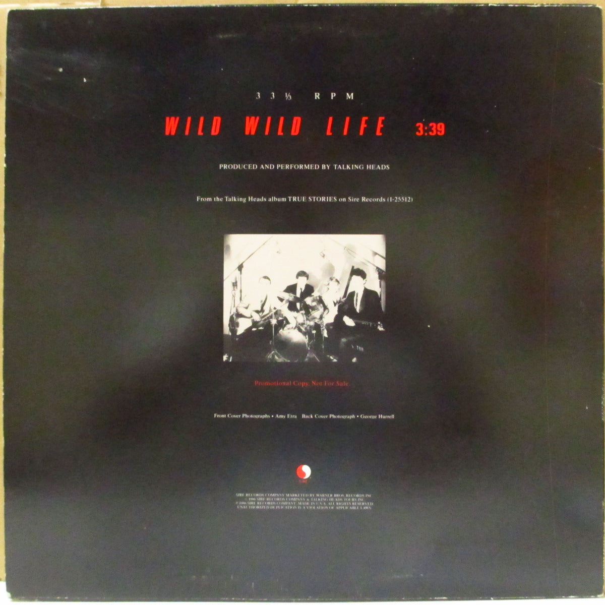 TALKING HEADS (トーキング・ヘッズ) - Wild Wild Life (US '86 プロモ33回転 12インチ/特別デザイン光沢ジャケ)