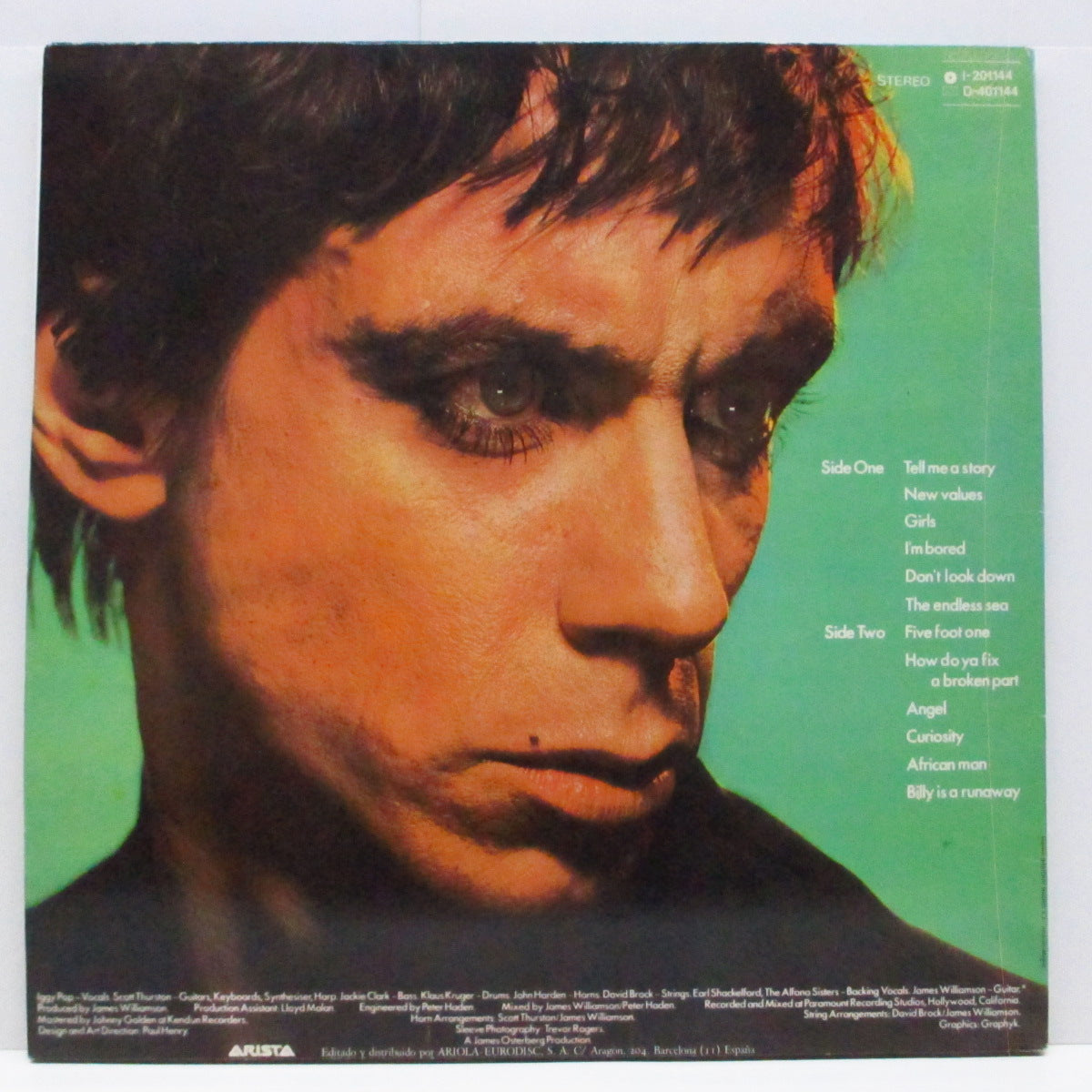 IGGY POP (イギー・ポップ) - New Values (Spain 80's再発「黒山ラベ」LP+見開ジャケ/I-201144)