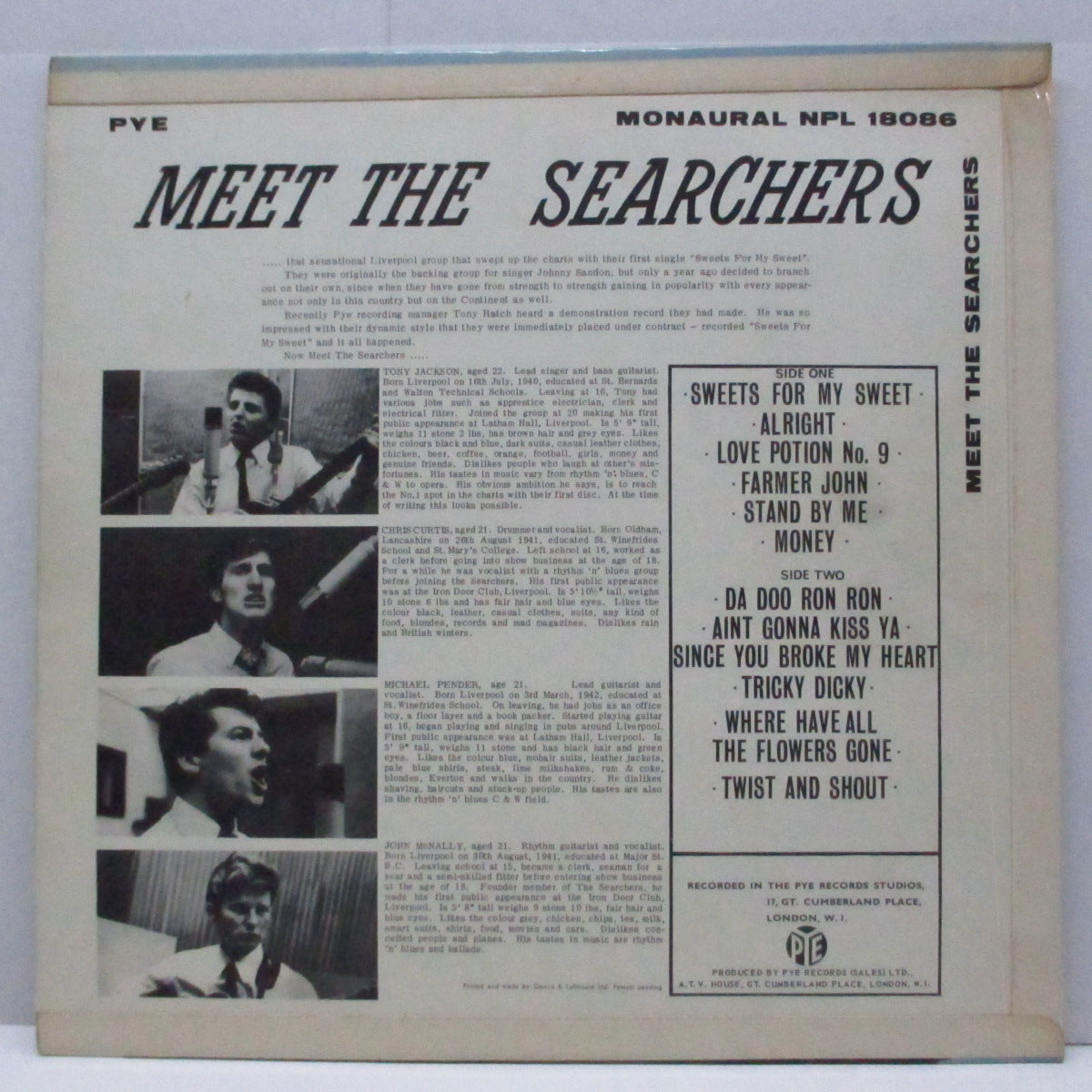 SEARCHERS (サーチャーズ) - Meet The Searchers (UK オリジナル「モノラル」LP#2 /表面コーティング三面折り返ジャケ) '63年デビューアルバム!