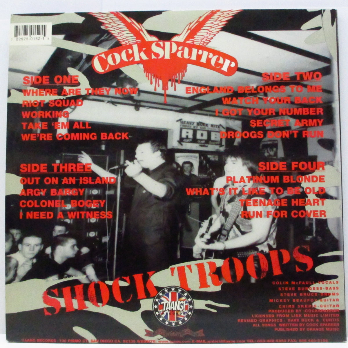 COCK SPARRER (コック・スパラー) - Shock Troops (US '01 再発 2xLP+見開きジャケ/Taang! 152) ボーナス6曲入り!