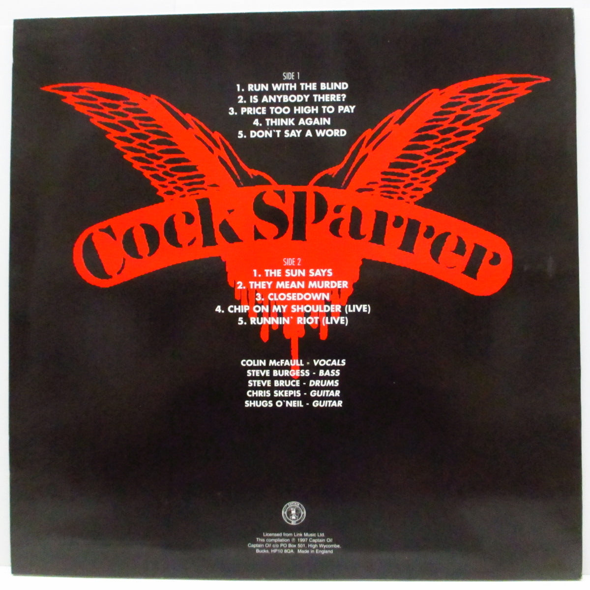 COCK SPARRER (コック・スパラー) - Runnin' Riot (UK '97 再発 LP+インサート)'84年サード!