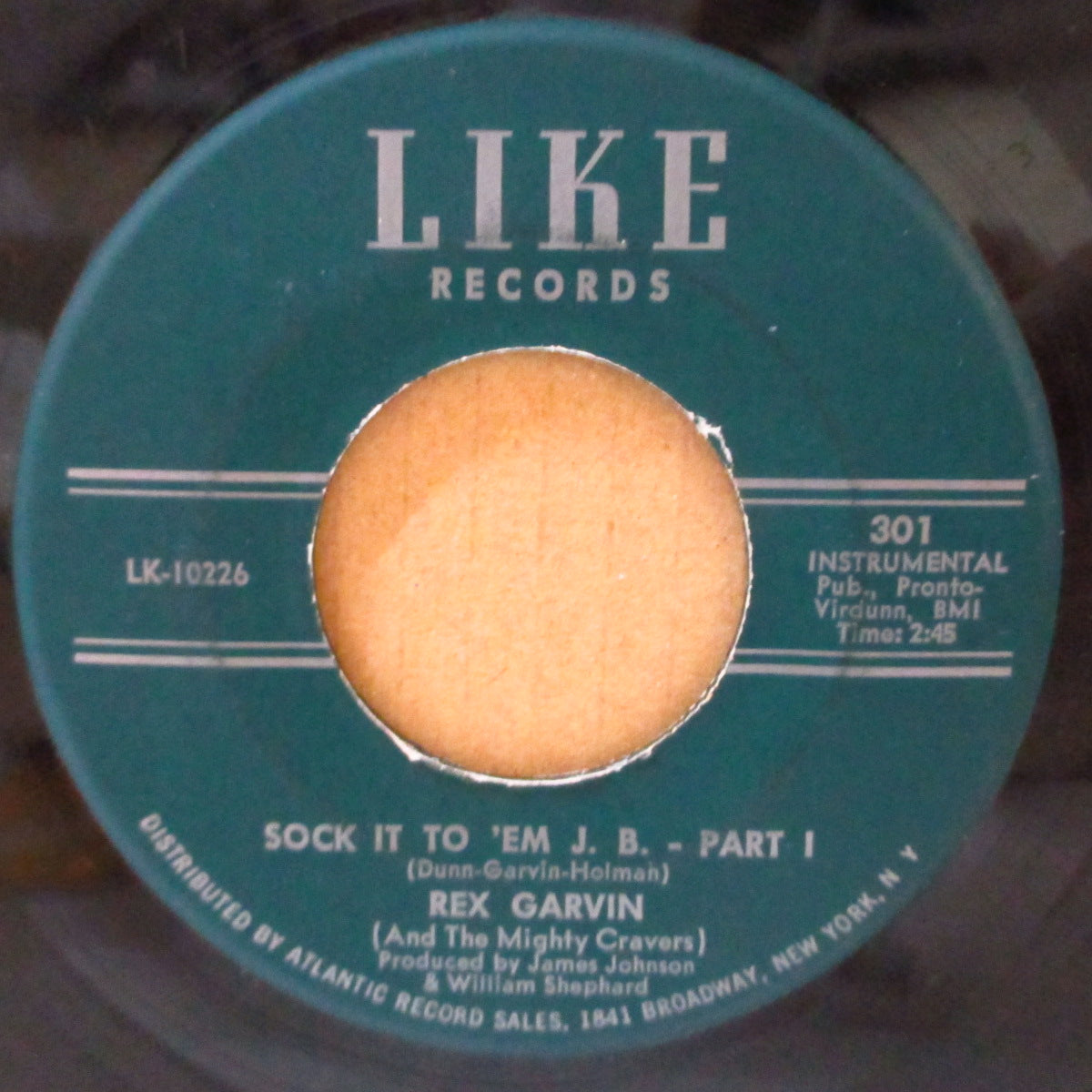 REX GARVIN (& THE MIGHTY CRAVERS) (レックス・ガーヴィン&ザ・マイティ・クレイヴァース) - Sock It To 'Em J.B. (Part.1&2) (US '66 再発「Atlantic住所、流通ラベ」7インチ) スペシャルズのカヴァ原曲