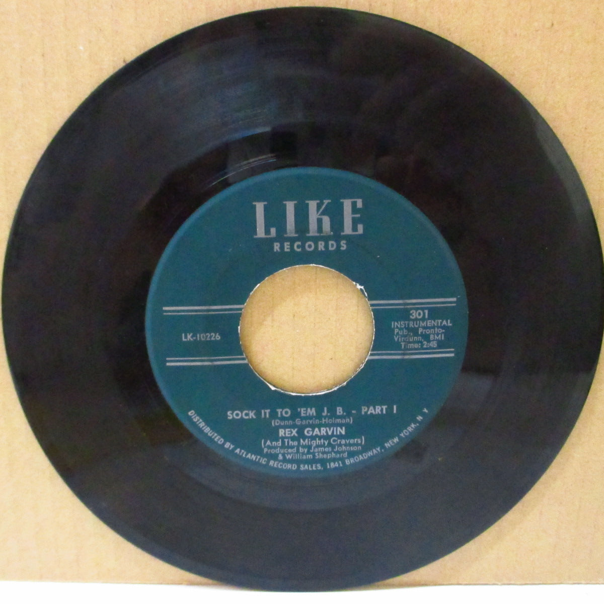 REX GARVIN (& THE MIGHTY CRAVERS) (レックス・ガーヴィン&ザ・マイティ・クレイヴァース) - Sock It To 'Em J.B. (Part.1&2) (US '66 再発「Atlantic住所、流通ラベ」7インチ) スペシャルズのカヴァ原曲