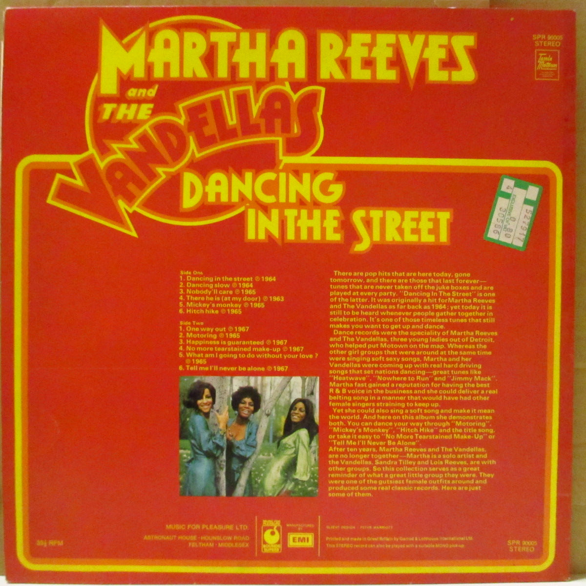 MARTHA & THE VANDELLAS (マーサ&ヴァンデラス) - Dancing In The Street (UK '73 オリジナル・ステレオ LP/面コーティング・ジャケ /SPR-90005) UK独自企画コンピ!