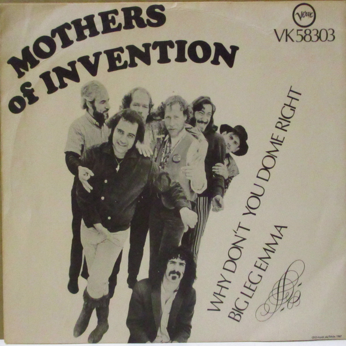 FRANK ZAPPA (MOTHERS OF INVENTION) (フランク・ザッパ / ザ・マザーズ・オブ・インヴェンション) - Why Don't You Do Me Right (スウェーデン '67 オリジナル・ジャケ付 7インチ) サード・シングル!