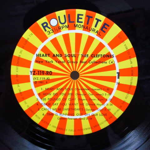 CLEFTONES - Heart And Soul (Japan '81 復刻再発モノラル LP+ライナー付/帯欠)