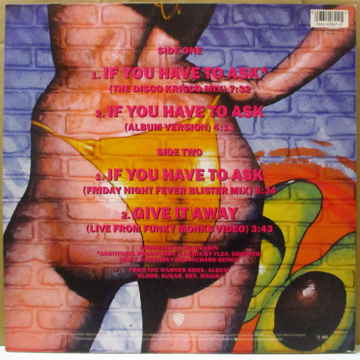 RED HOT CHILI PEPPERS (レッド・ホット・チリ・ペッパーズ) - If You Have To Ask (German '93 オリジナル4曲入り 12インチ)