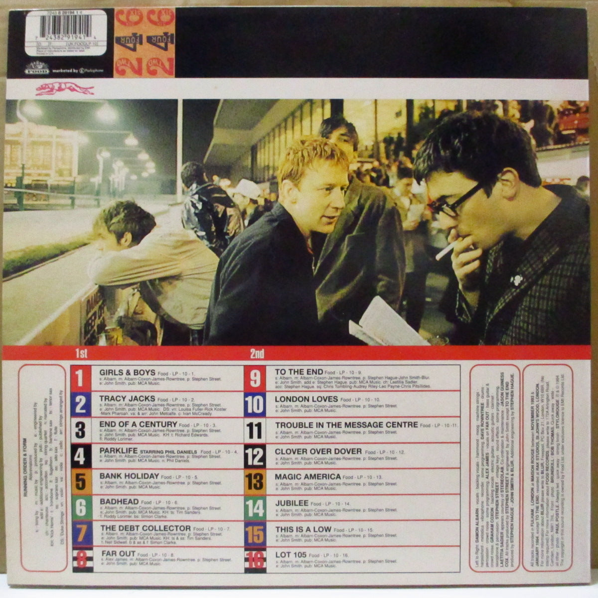 BLUR (ブラー) - Parklife (UK 正規オリジナル LP+固紙インナー/レアステッカー付き光沢ジャケ) '94年3rdアルバム