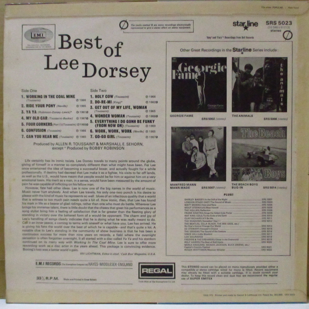 LEE DORSEY (リー・ドーシー) - The Best Of Lee Dorsey (UK '70 オリジナル・ステレオLP/表面コーティング3面折り返し有りジャケ) 英国独自編集'60年代黄金期ベスト!