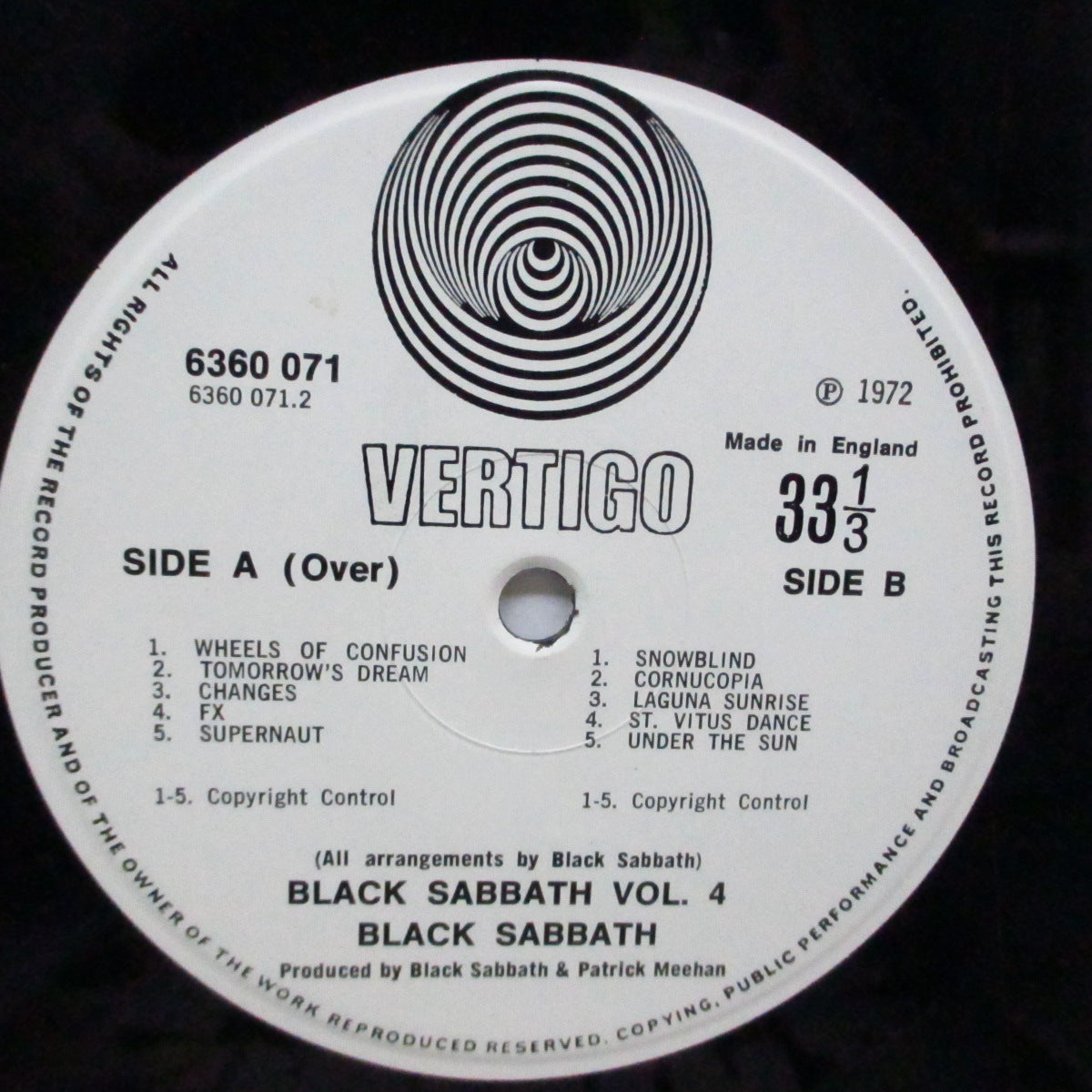 BLACK SABBATH (ブラック・サバス) - Vol.4 (UK '72 セカンドプレス「小渦巻ラベ」LP/綴じ込みインサート付き見開ジャケ)