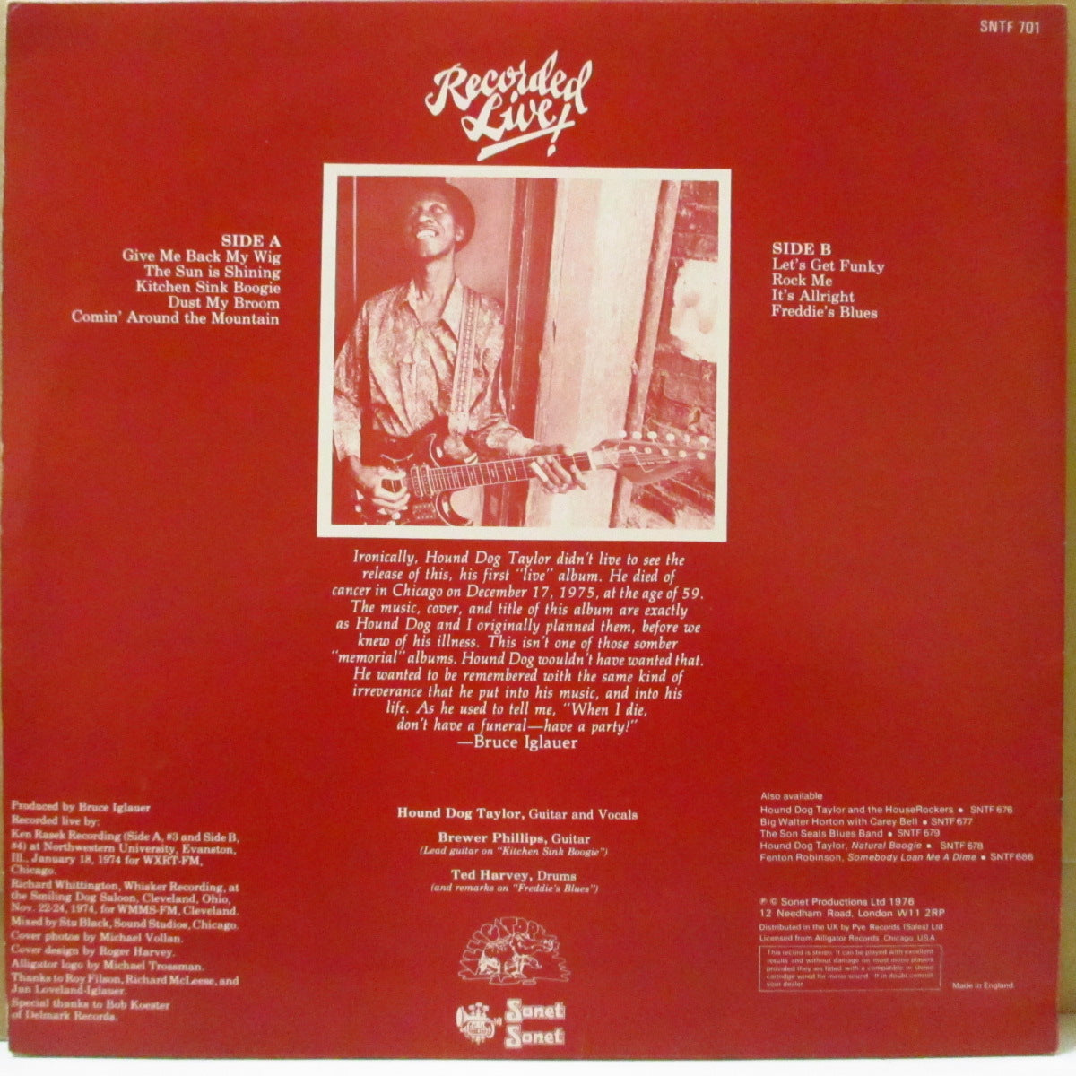 HOUND DOG TAYLOR (ハウンド・ドッグ・テイラー) - Beware Of The Dog (UK '76 オリジナル・ステレオ LP)'74年ライブ。奇跡の美品!