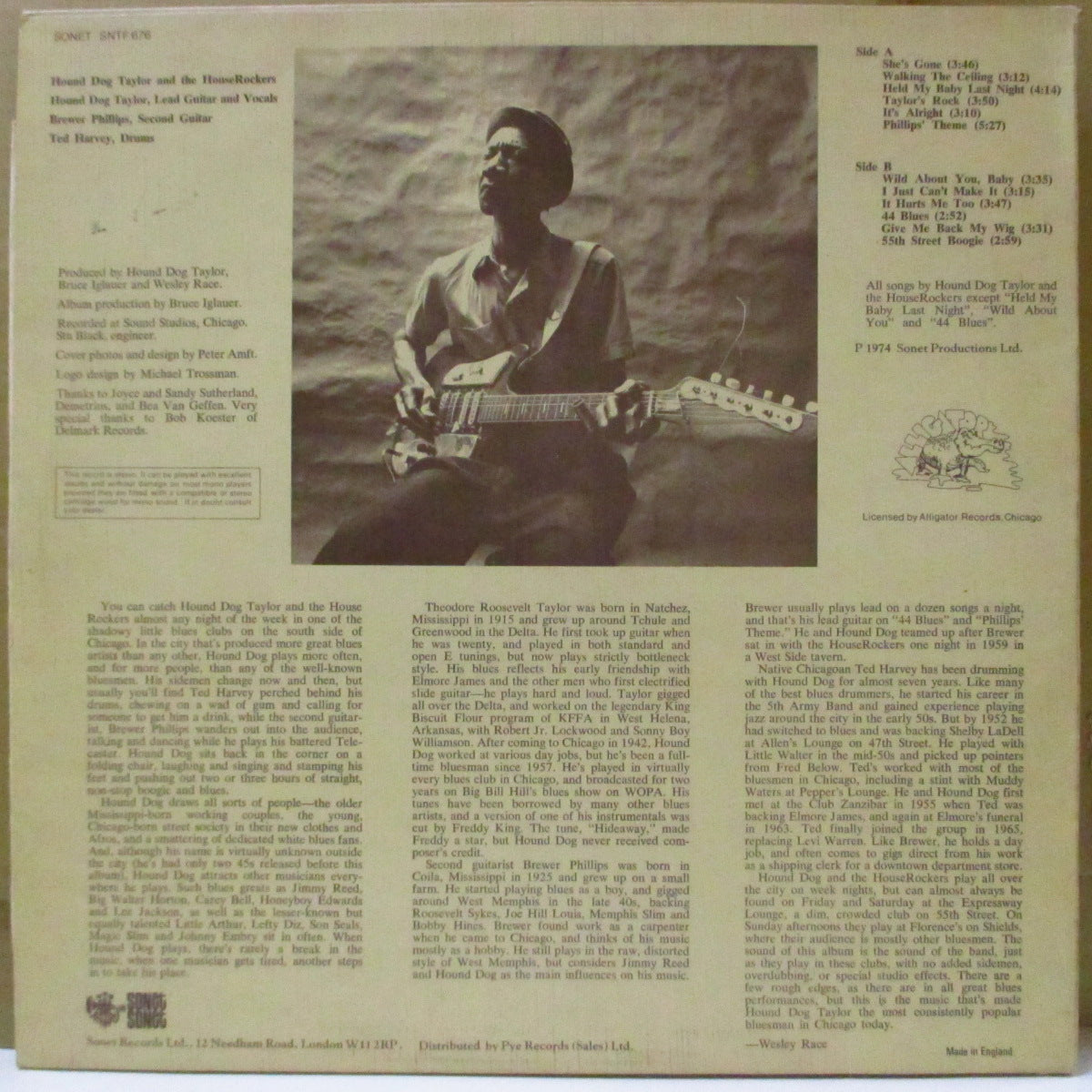 HOUND DOG TAYLOR (ハウンド・ドッグ・テイラー) - Hound Dog Taylor And The House Rockers (UK '74 初回オリジナル「赤・オレンジ・ラベ」ステレオ LP) 近年稀な美品