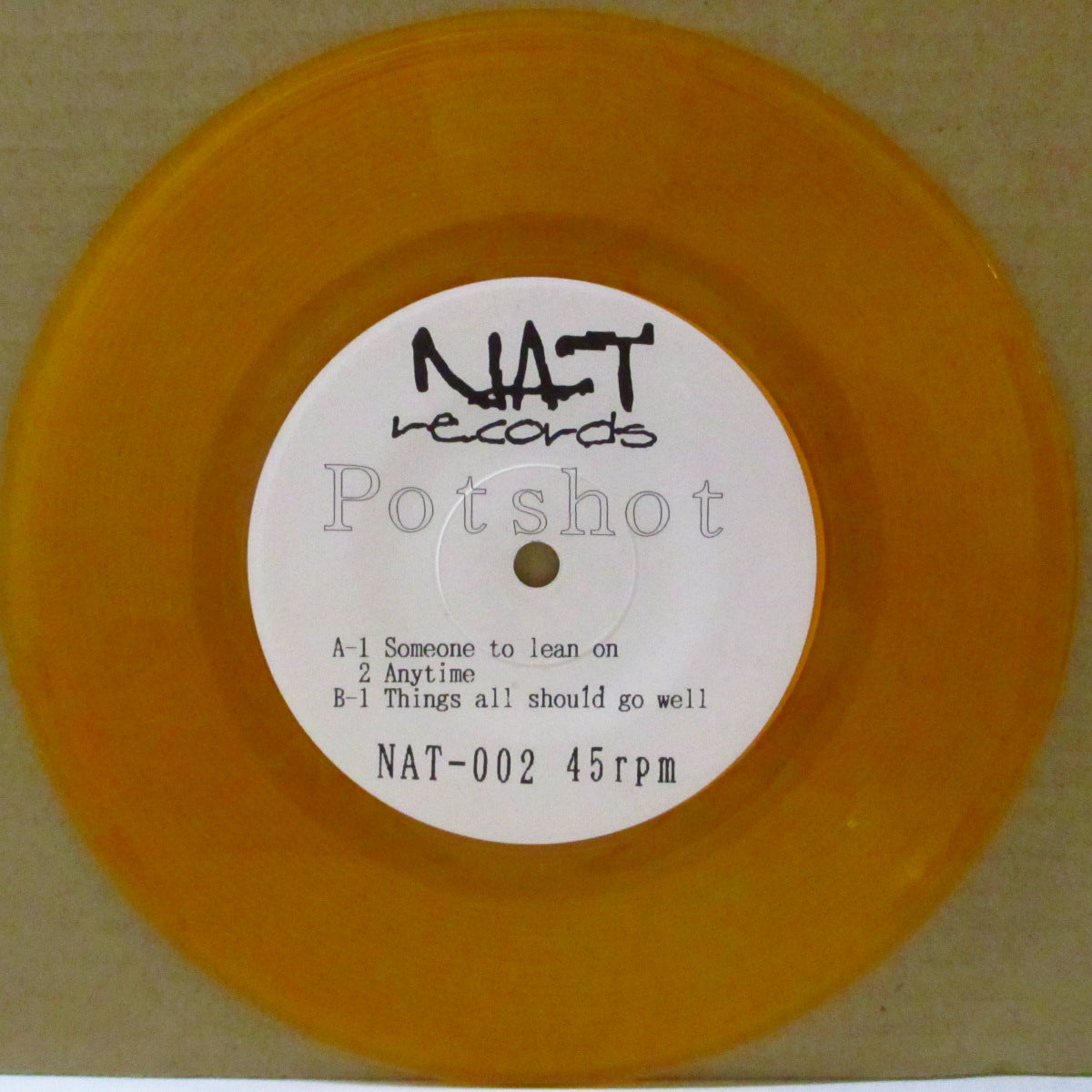 POTSHOT (ポットショット) - Someone To Lean On +2 (Japan '96 限定3曲入り「クリアオレンジ盤」 7インチ/ざら紙ジャケ)