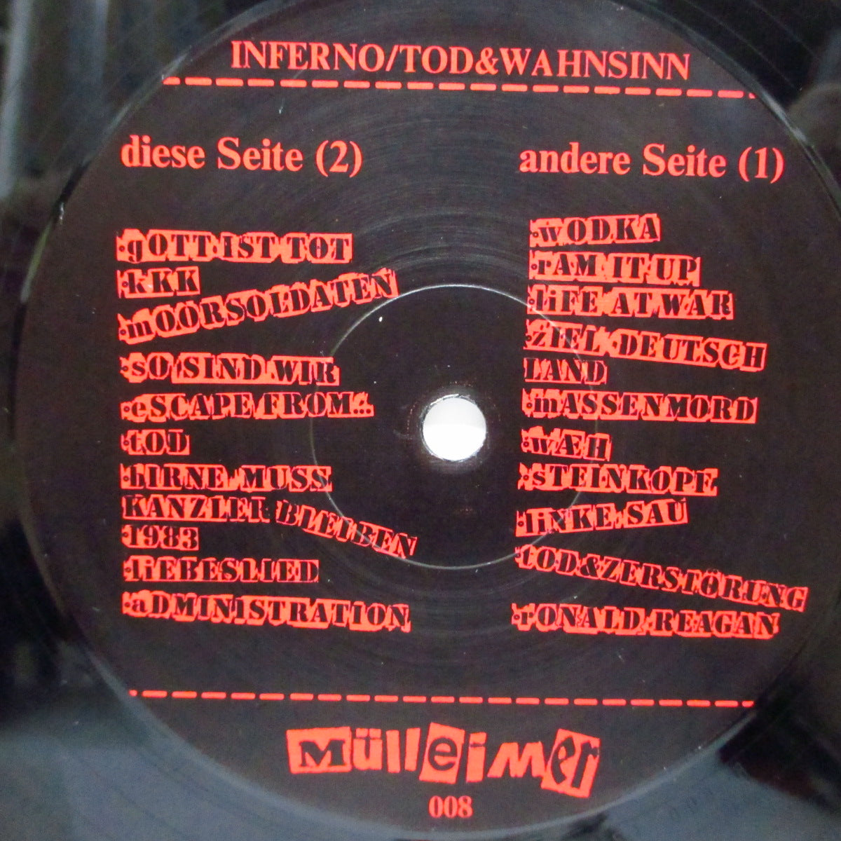 INFERNO (インフェルノ) - Tod & Wahnsinn (German オリジナル「オレンジ/黒/赤」ラベ LP/「赤ロゴ」ジャケ)ブックレット無し!