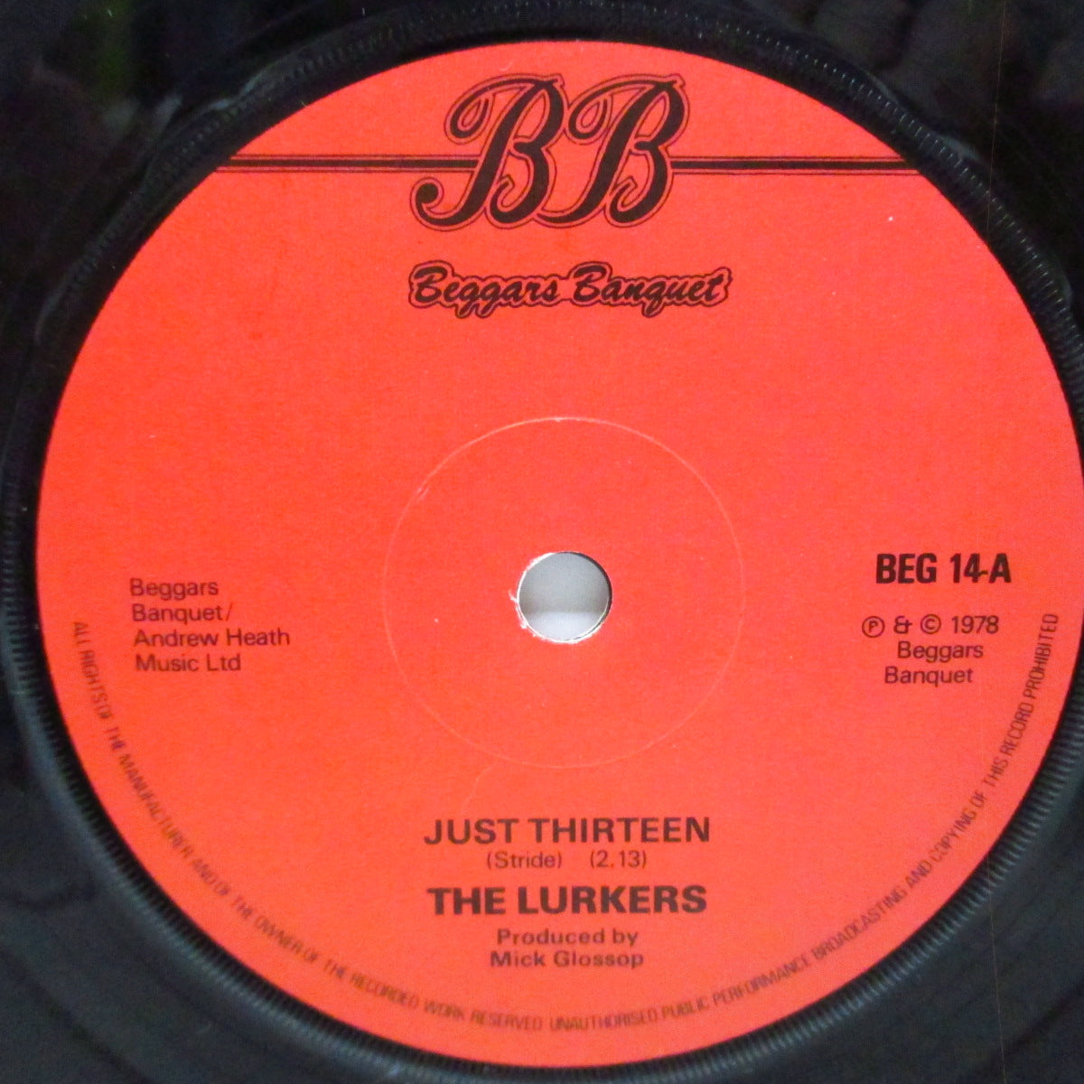 LURKERS, THE (ザ・ラーカーズ) - Just Thirteen (UK オリジナル 7"/固紙光沢折り返しジャケ) '79年5th シングル!