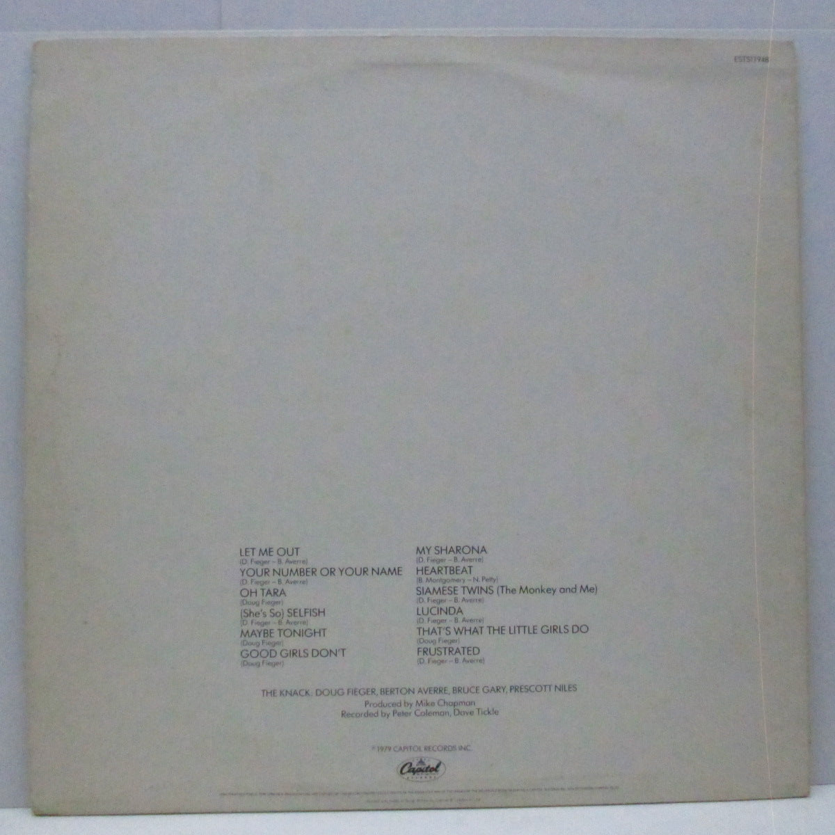 KNACK, THE (ザ・ナック) - Get The Knack (UK プロモオンリー 「白ラベ」LP/白ジャケ)