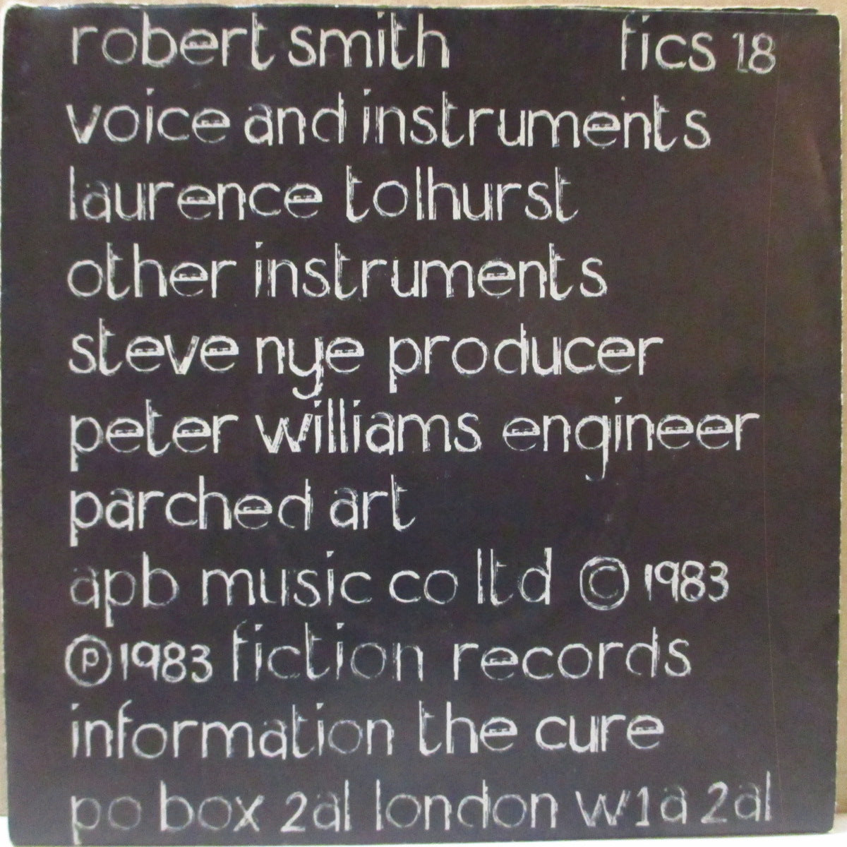 CURE, THE (ザ・キュアー) - The Walk (UK オリジナル・ペーパーラベ 7インチ+ポスタージャケ)