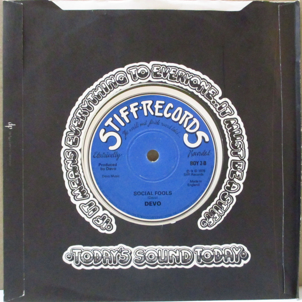 DEVO (ディーヴォ) - Be Stiff (UK 限定「クリアイエローヴァイナル」 7インチ+カンパニースリーブ)