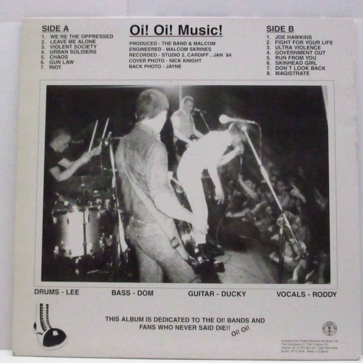 OPPRESSED!, THE (ジ・オプレスド) - Oi! Oi! Music! (UK '97 再発 LP+インサート/AHOY LP 005) '84年ファースト!