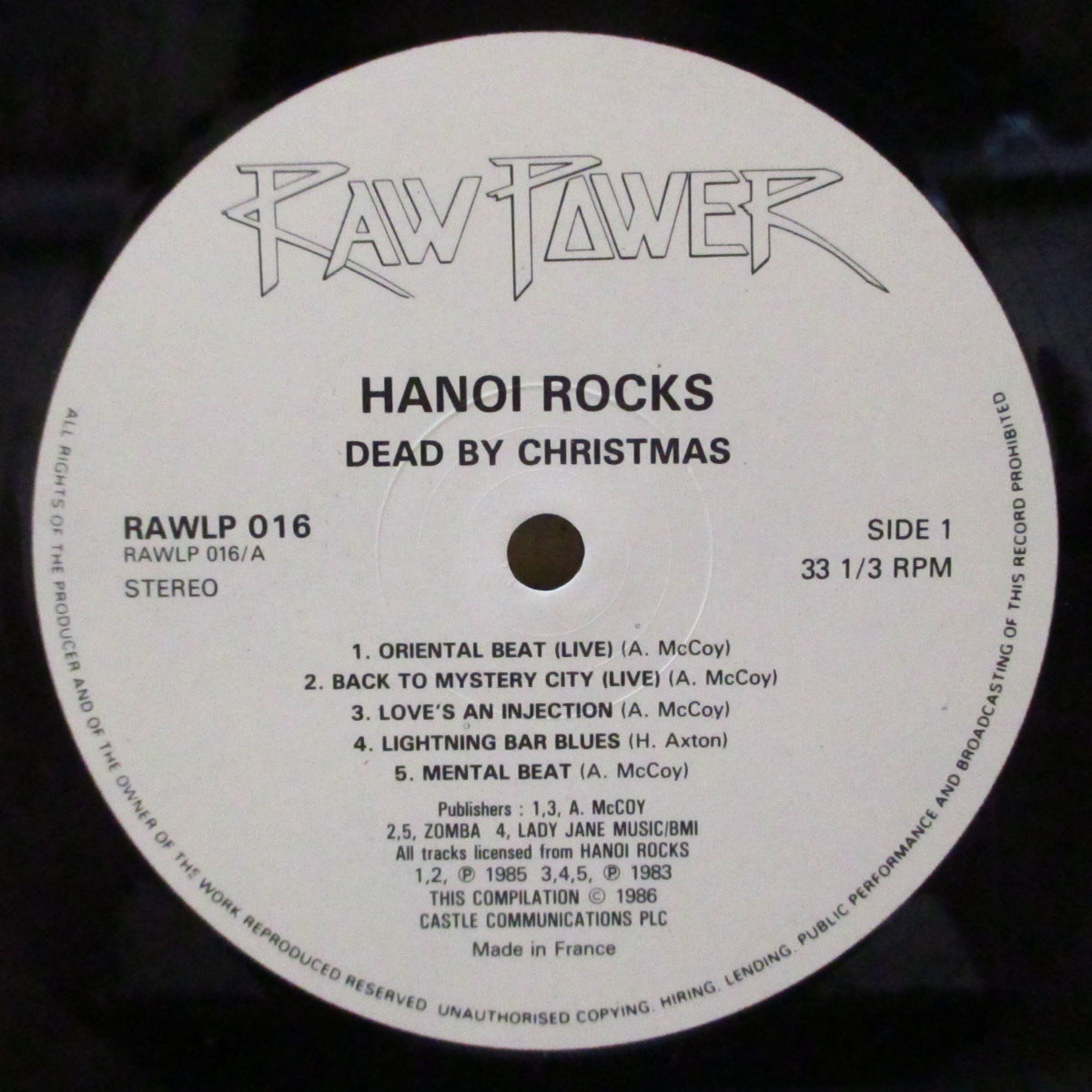 HANOI ROCKS (ハノイ・ロックス) - Dead By Christmas (France オリジナル 2xLP/光沢見開きジャケ-フレキシ7インチ欠) '86年2枚組ベスト。