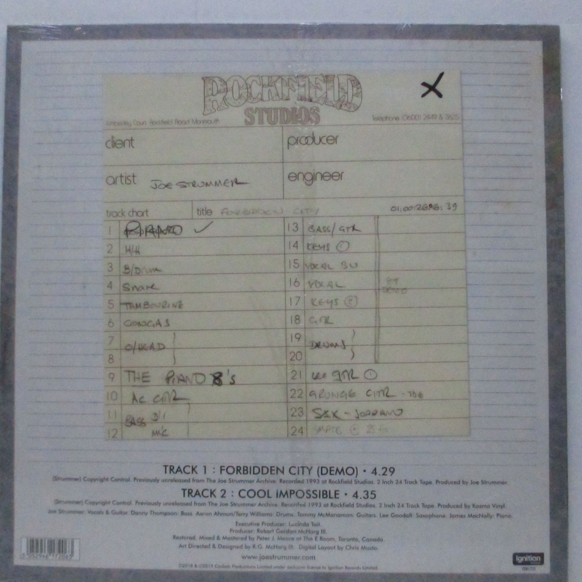 JOE STRUMMER (ジョー・ストラマー) - Forbidden City : Demo (Worldwide「RSD 2019」3,000枚限定 180g 12"/ 「廃盤 New」 ) '93年の未発表音トラック!