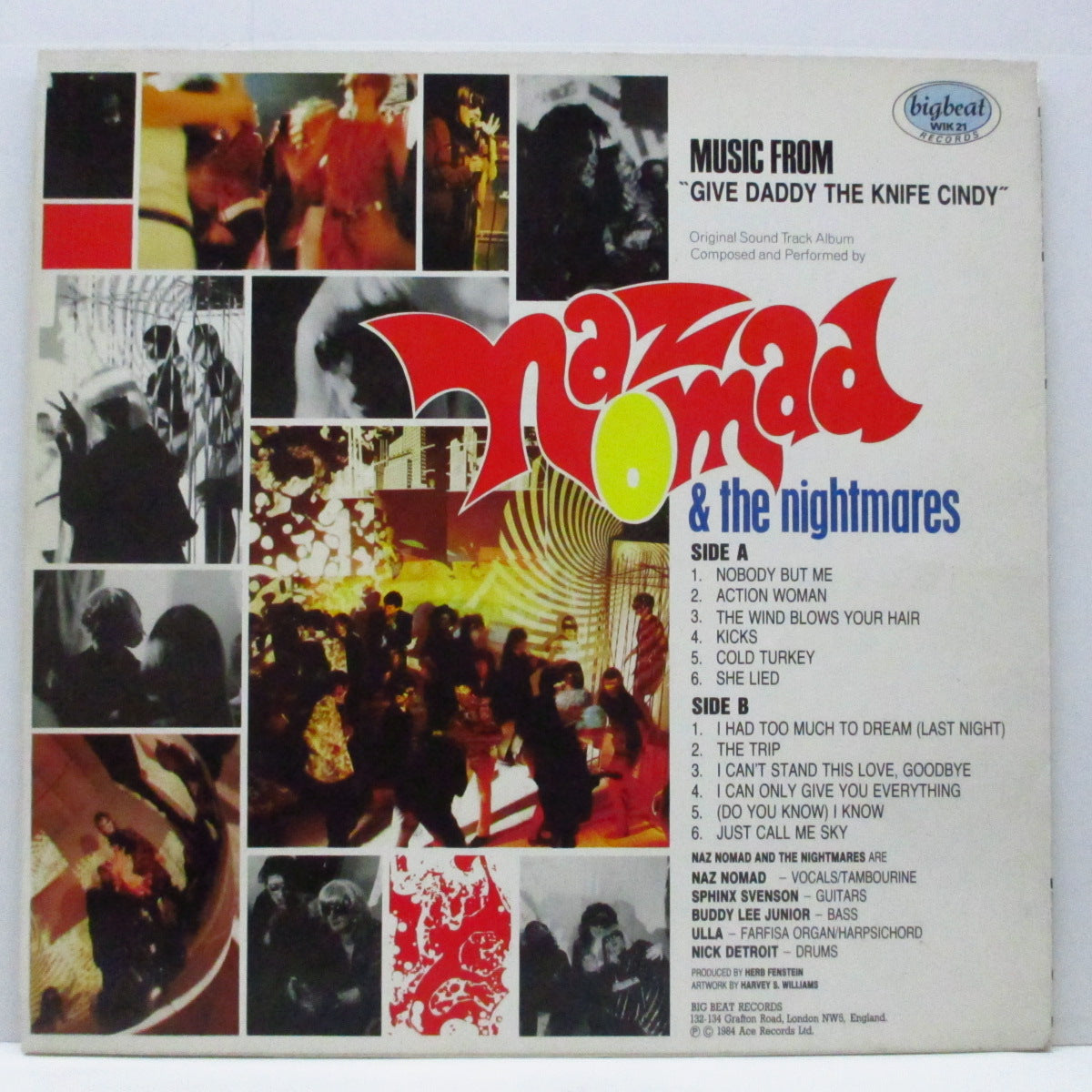 NAZ NOMAD & THE NIGHTMARES (ナズ・ノーマッド・アンド・ザ・ナイトメアズ) - Give Daddy The Knife Cindy (UK 初回限定「バープルヴァイナル」LP) キャプテン抜きダムドの変名ユニット !