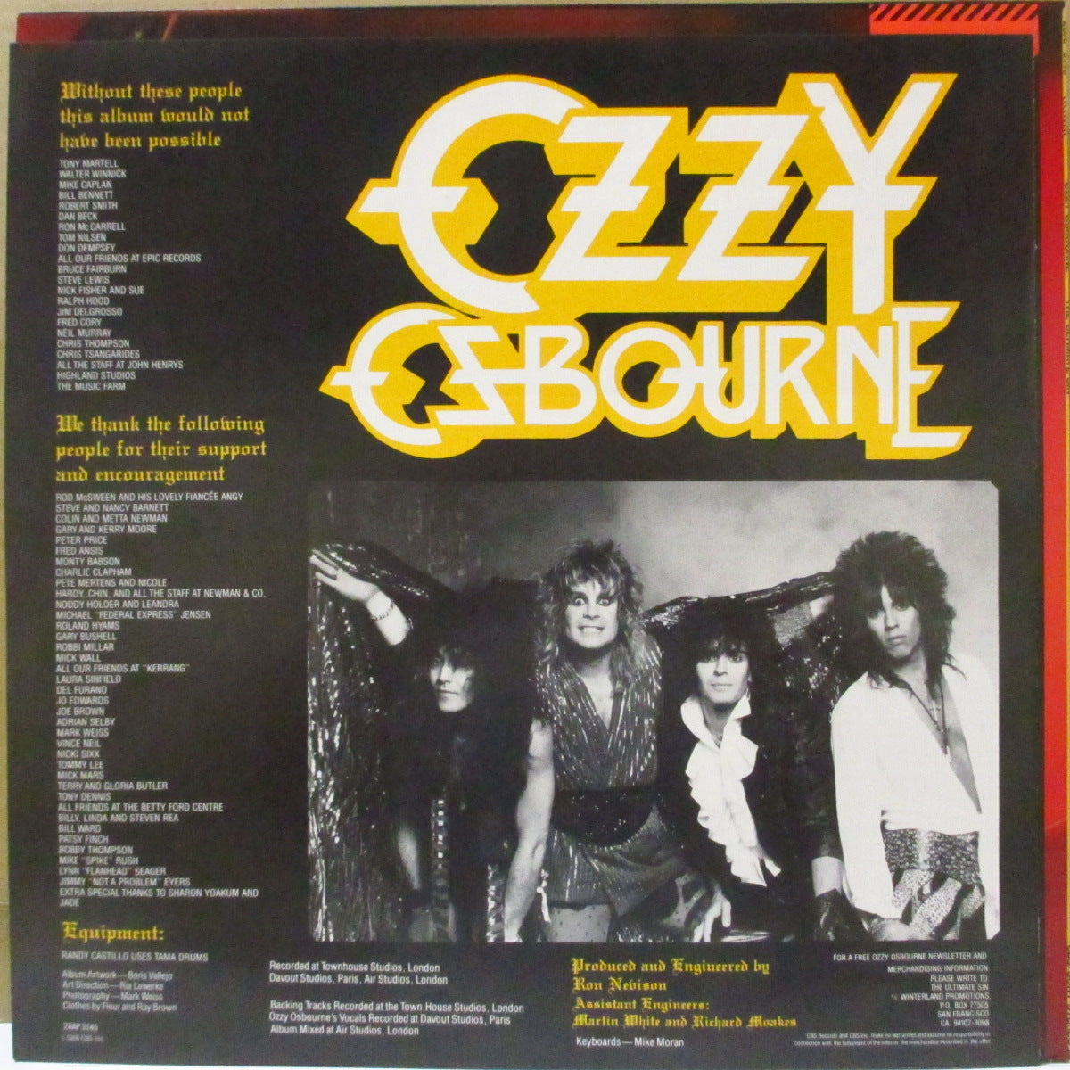 OZZY OSBOURNE (オジー・オズボーン) - 罪と罰 - The Ultimate Sin (Japan オリジナル LP+帯, 見開きライナー) '86年4thアルバム