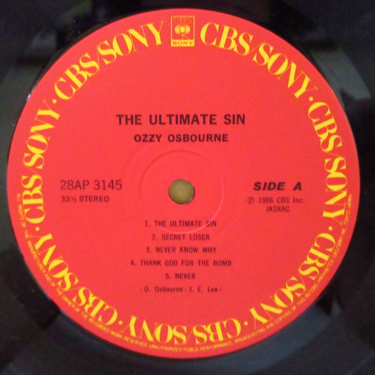 OZZY OSBOURNE (オジー・オズボーン) - 罪と罰 - The Ultimate Sin (Japan オリジナル LP+帯, 見開きライナー) '86年4thアルバム
