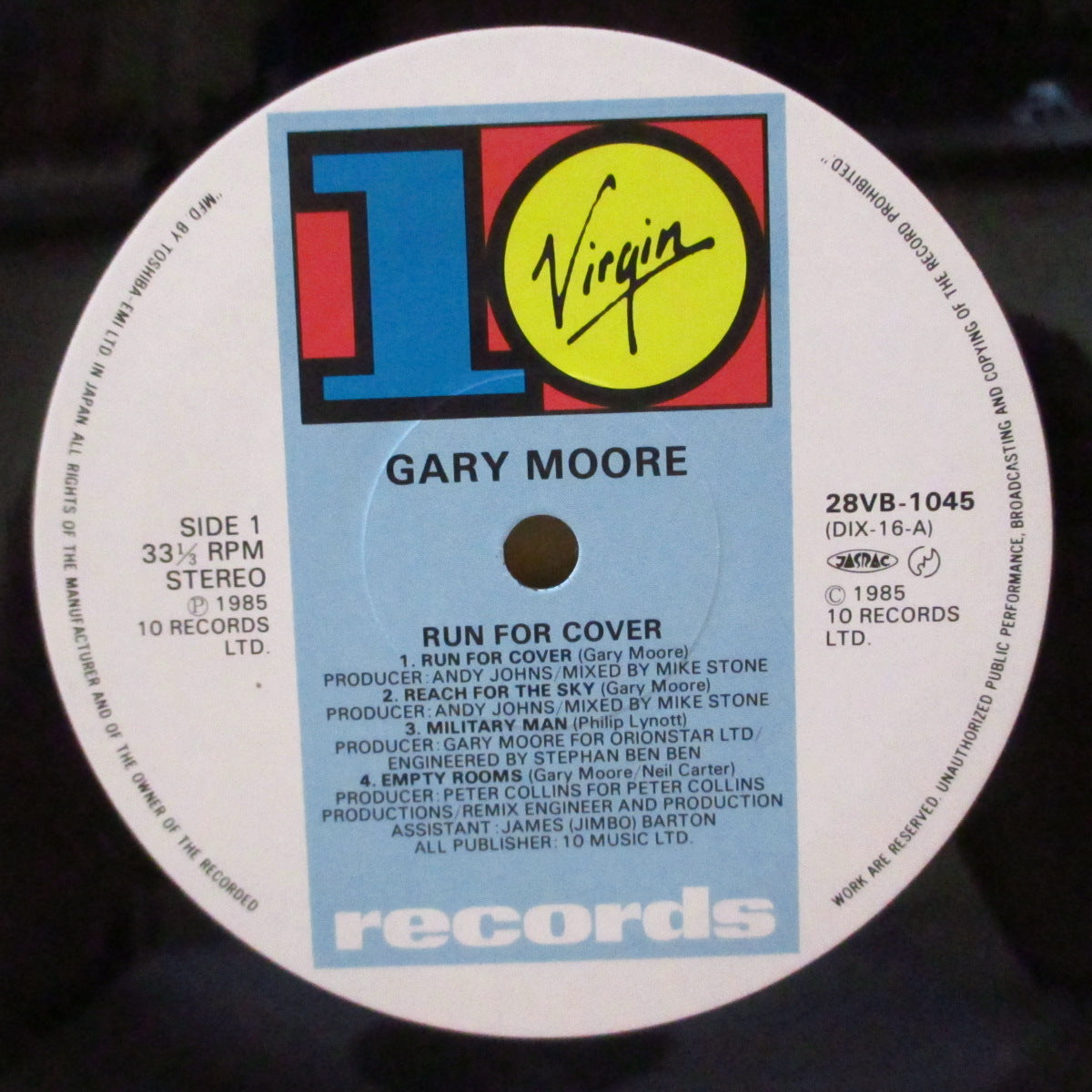GARY MOORE (ゲイリー・ムーア) - Run For Cover (Japan オリジナル LP+帯, 見開きインサート/ポスター欠) '85年7thアルバム