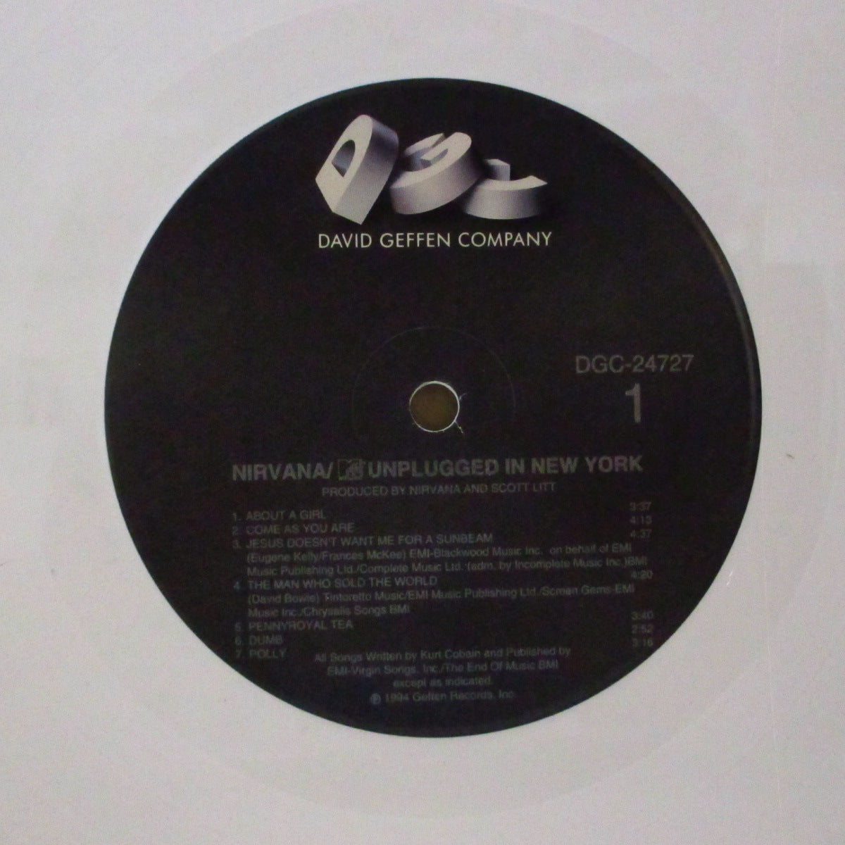 NIRVANA (ニルヴァーナ) - MTV Unplugged In New York (US オリジナル限定ホワイトヴァイナル LP+インナー/レアステッカー付き光沢ジャケ) '94年米初回「白盤」!