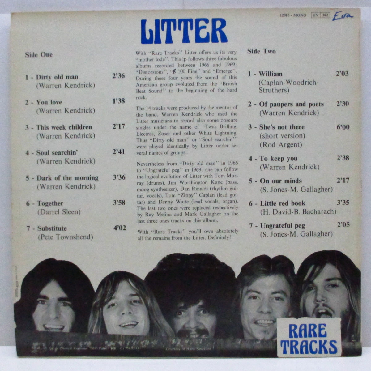 LITTER (リッター) - Rare Tracks (France オリジナル「モノラル」LP/光沢ジャケ) フランスのみのレアコンピ!