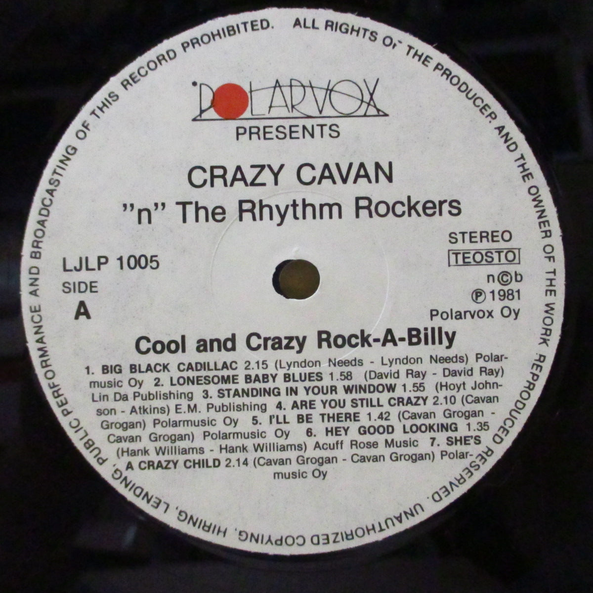 CRAZY CAVAN & THE RHYTHM ROCKERS (クレイジー・キャヴァン&ザ・リズムロッカーズ) - Cool And Crazy Rock-A-Billy (Finland オリジナル LP/レアステッカー付き光沢ジャケ)