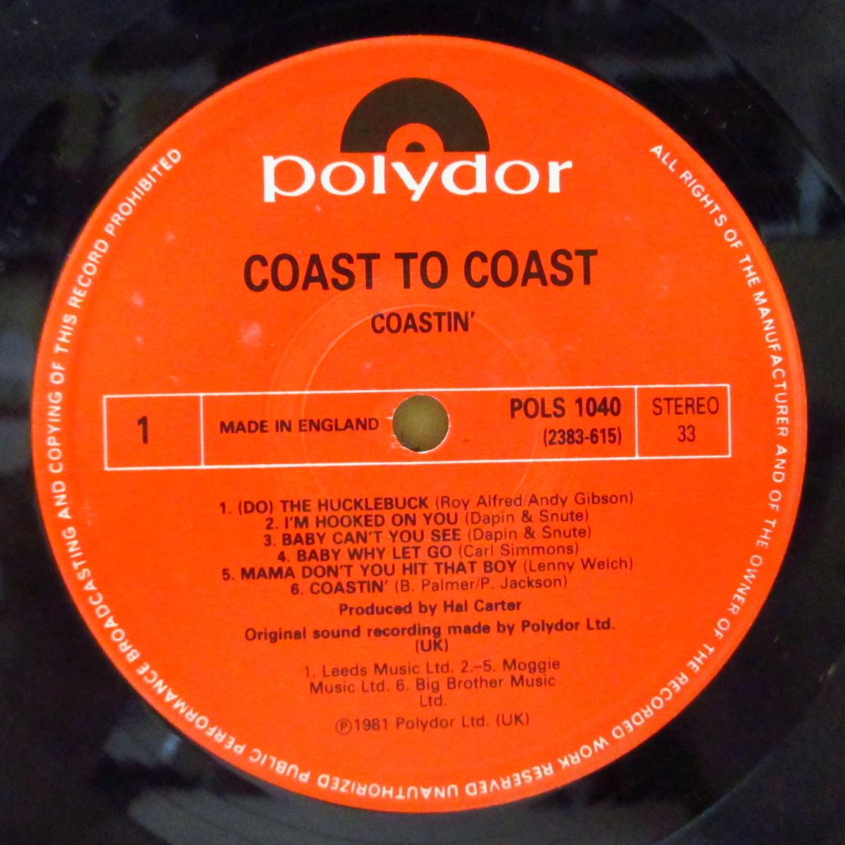 COAST TO COAST (コースト・トゥ・コースト) - Coastin' (UK オリジナル LP/レア円形宣伝ステッカー付きジャケ)