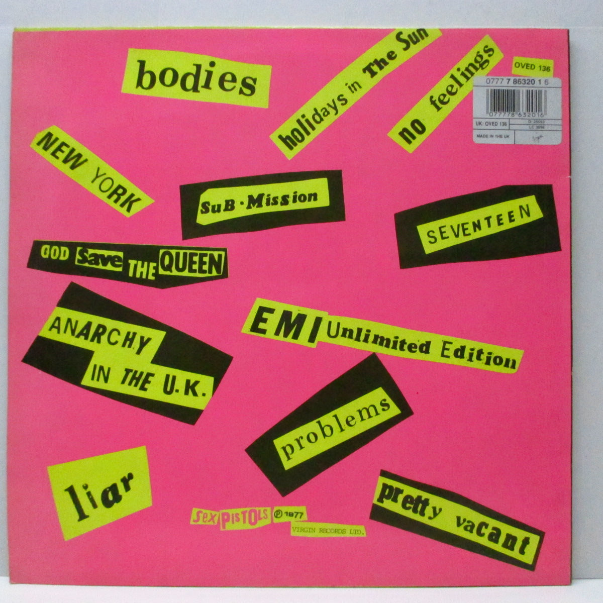 SEX PISTOLS (セックス・ピストルズ) - Never Mind The Bollocks (UK '85 再発「グレイラベ」LP+バーコード印刷ジャケ/OVED 136)