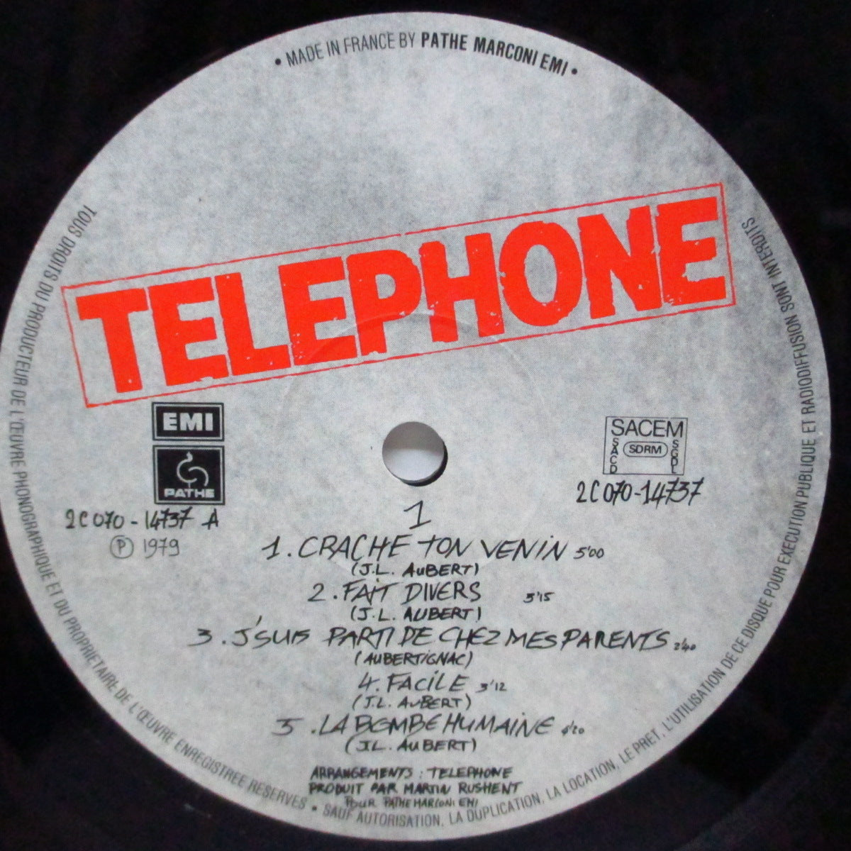 TELEPHONE (テレフォン) - Crache Ton Venin (France オリジナル LP+ヌードインナー、初回表面プラスチックジャケ、帯) '79年セカンド!無修正バージョン!