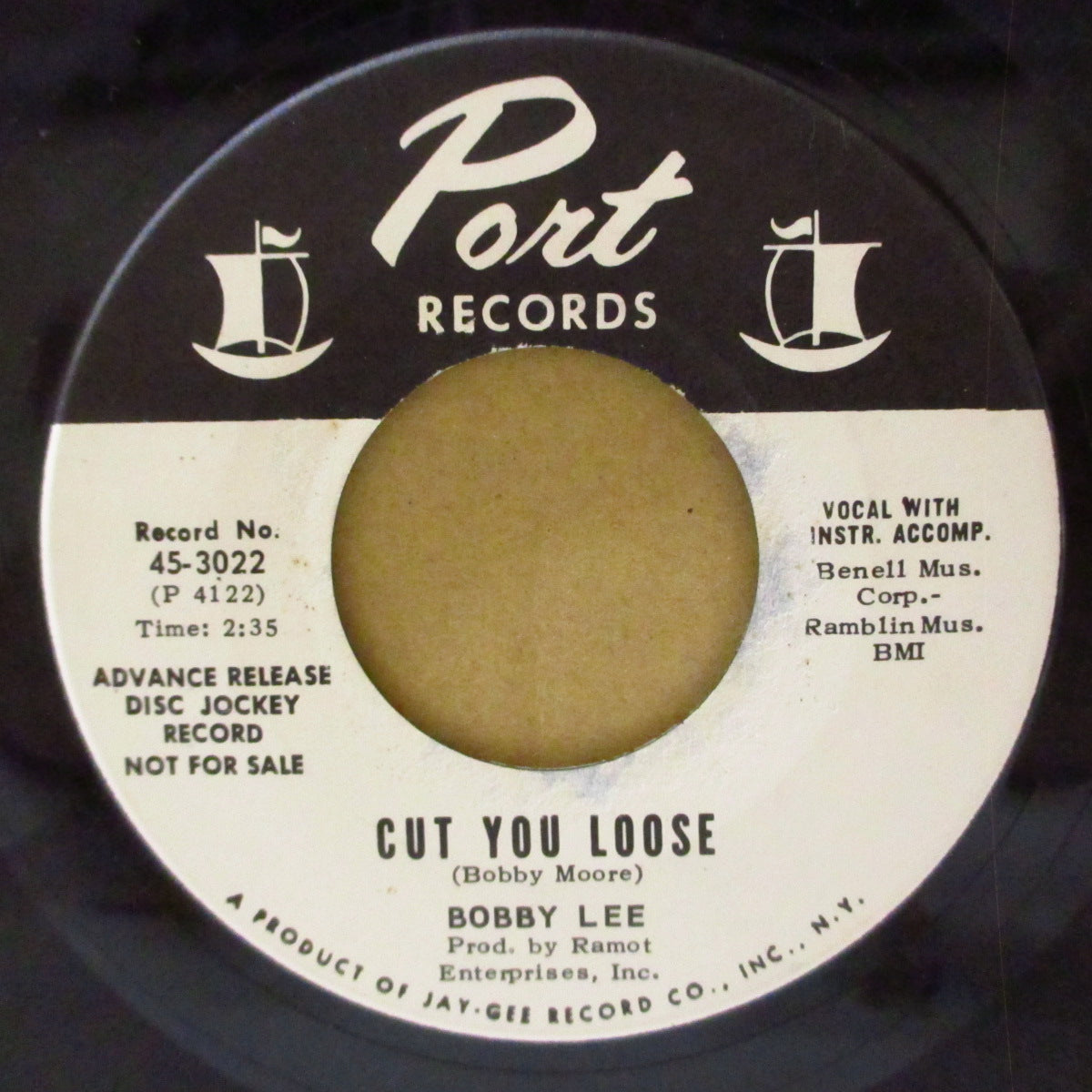 BOBBY LEE (= BOBBY MOORE) (ボビー・リー aka ボビー・ムーア) - Cut You Loose (US '67プロモ白黒ラベ 7インチ) ワイルド・R&Bノーザン