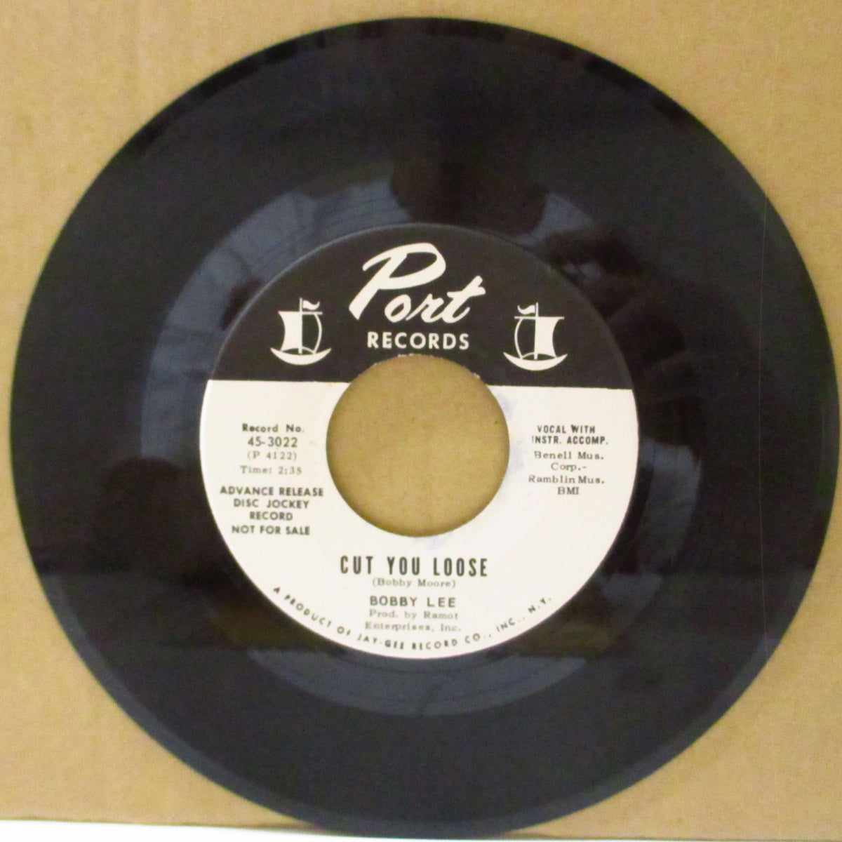 BOBBY LEE (= BOBBY MOORE) (ボビー・リー aka ボビー・ムーア) - Cut You Loose (US '67プロモ白黒ラベ 7インチ) ワイルド・R&Bノーザン