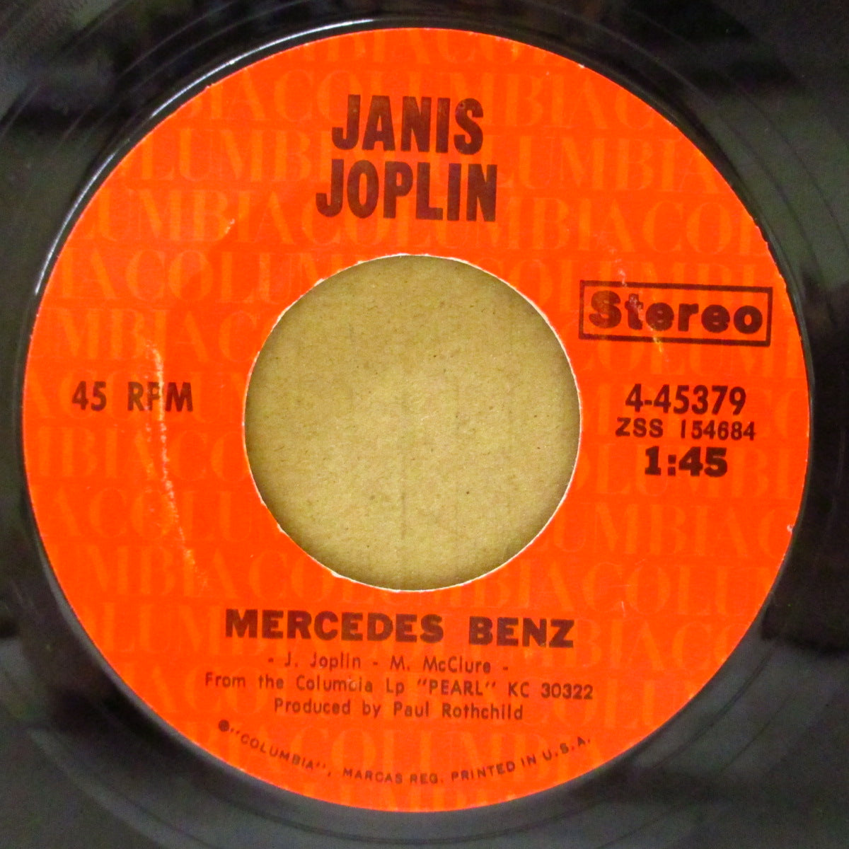 JANIS JOPLIN (ジャニス・ジョプリン) - Cry Baby / Mercedes Benz (US '71 オリジナル・ステレオ 7インチ) 激情バラッド!