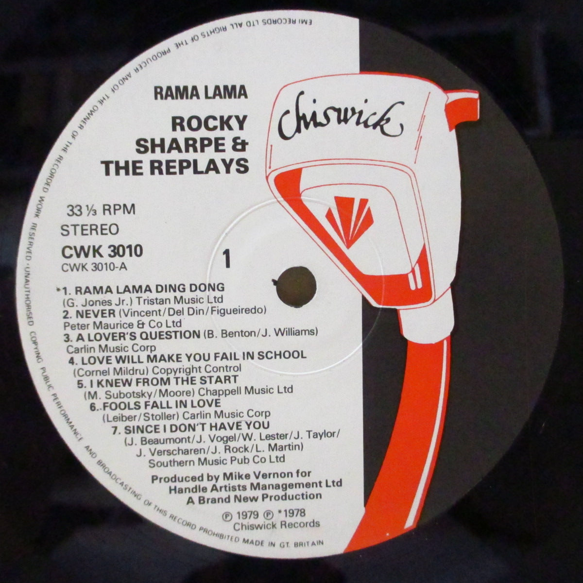 ROCKY SHARPE & THE REPLAYS (ロッキー・シャープ&ザ・リプレイズ) - Rama Lama (UK セカンドプレス「カートリッジ・ラベ」LP+固紙インナー/両面コーティングジャケ)