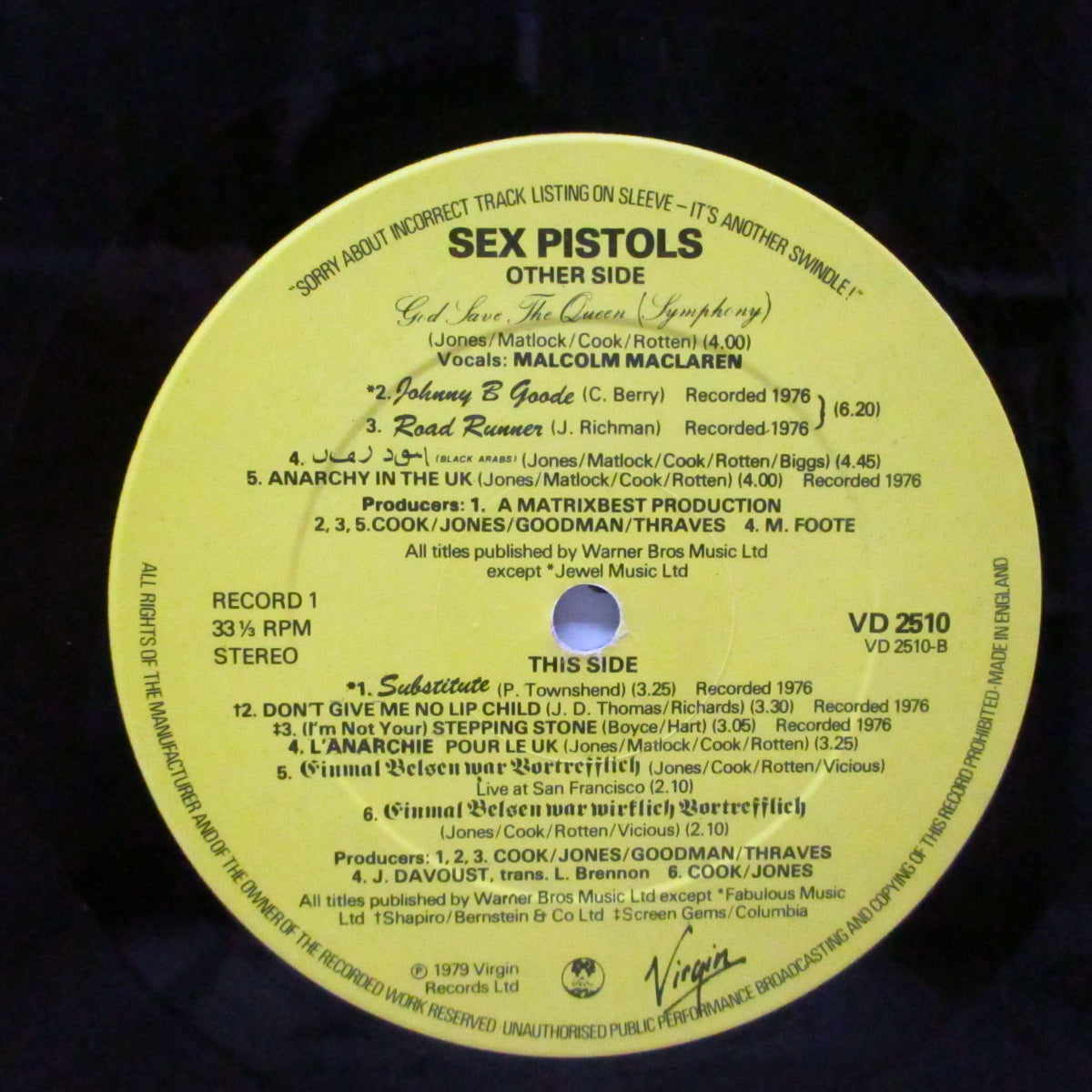 SEX PISTOLS (セックス・ピストルズ) - The Great Rock'n'Roll Swindle (UK '79 「サードプレス」2xLP+インサート/ステッカー2枚付き見開きジャケ)