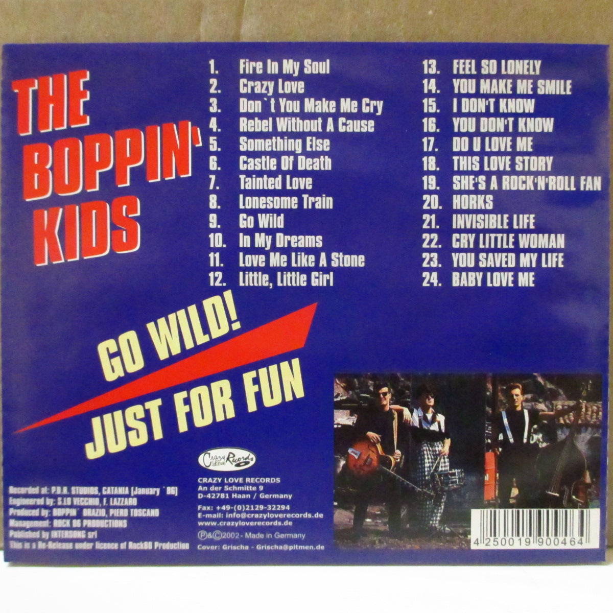 BOPPIN' KIDS, THE (ザ・ボッピン・キッズ) - Go Wild! / Just for Fun (German '03 再発 CD) '03年1st&2ndアルバム・カップリング盤