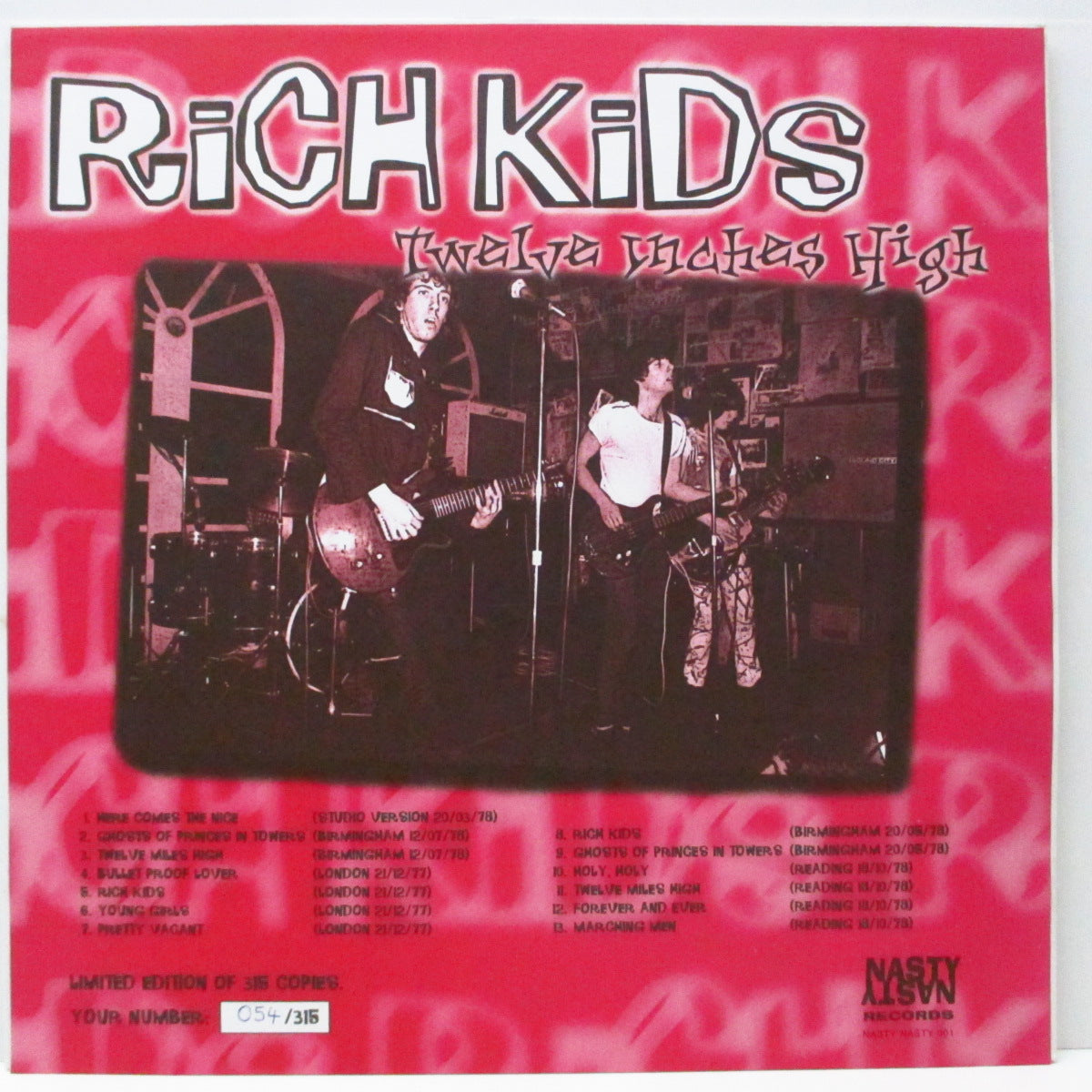 RICH KIDS (リッチ・キッズ) - Twelve Inches High (UK 315枚限定ナンバリング入り LP) '77〜'78年ライブ+スタジオ!