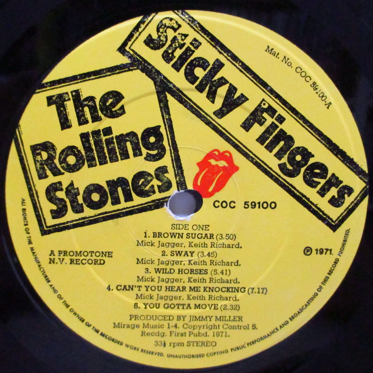 ROLLING STONES (ローリング・ストーンズ) - Sticky Fingers (UK '71 「プロモトーン社クレジット有」セカンドプレス LP+インサート/ジップジャケ)