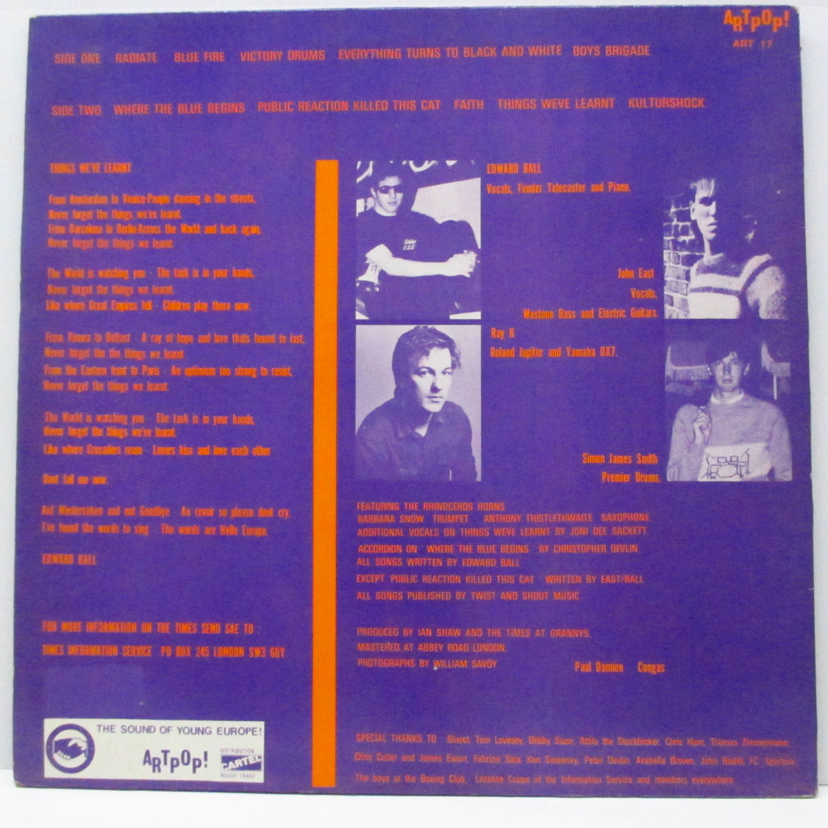 TIMES, THE (ザ ・タイムス) - Hello Europe (UK オリジナル LP) '84年4th アルバム!