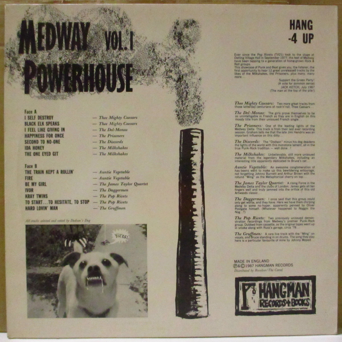 V.A. ('80s UK・ガレージロック/トラッシュガレージ・コンピ) - Medway Powerhouse Vol.1 (UK '91 再発「黒ラベ」LP) '87年メドウェイ周辺バンド・コンピ