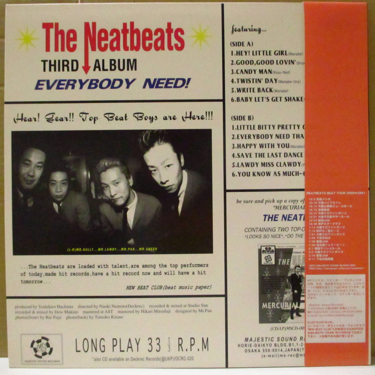 NEATBEATS (ニートビーツ) - Everybody Need! (Japan オリジナル LP+帯, ニュー・ビート・クラブ, フライヤー) '00年3rdアルバム
