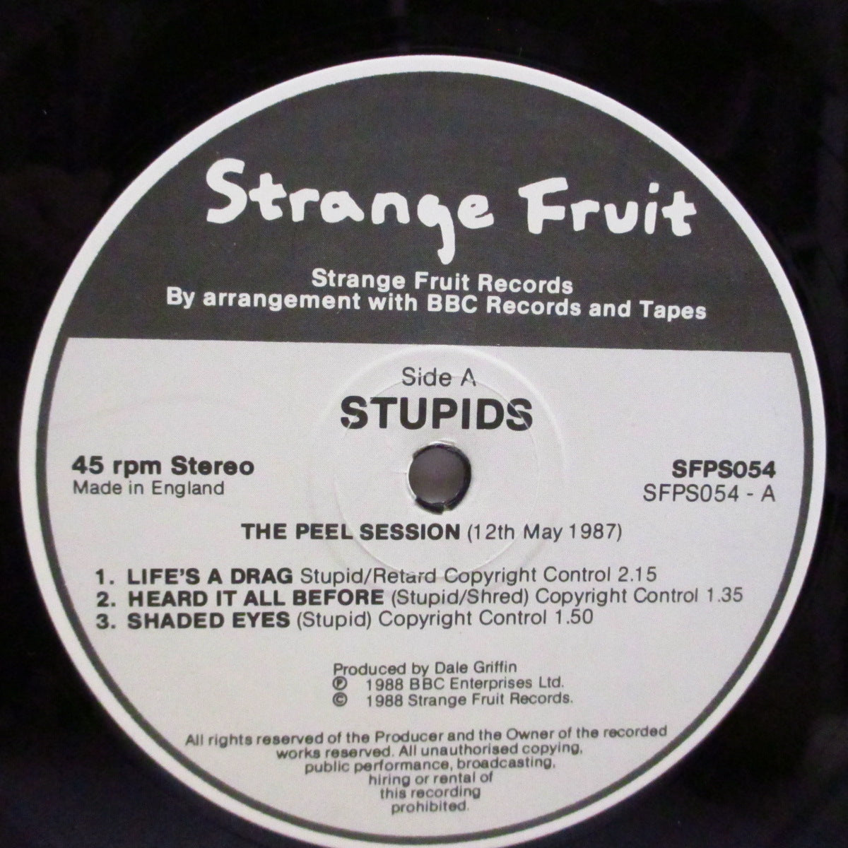 STUPIDS (ストゥーピッズ) - The Peel Sessions (UK 限定 「グレイ&ホワイト」ラベ 5 曲入り 12"/メタリックジャケ)インサート無し!
