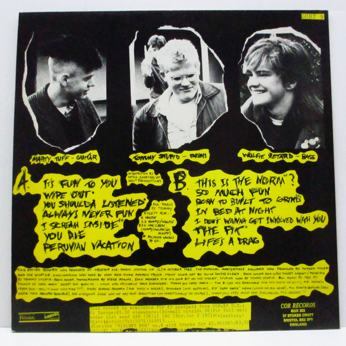 STUPIDS (ストゥーピッズ) - Peruvian Vacation (UK オリジナル LP+インサート/初回黄色ジャケ)