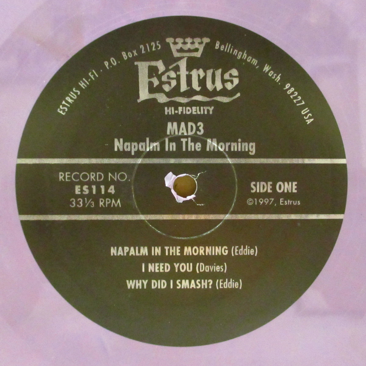 MAD 3 (マッド3) - Napalm In The Morning (US '97 限定7曲入り「紫盤」 10インチ)'97年ミニ・アルバム